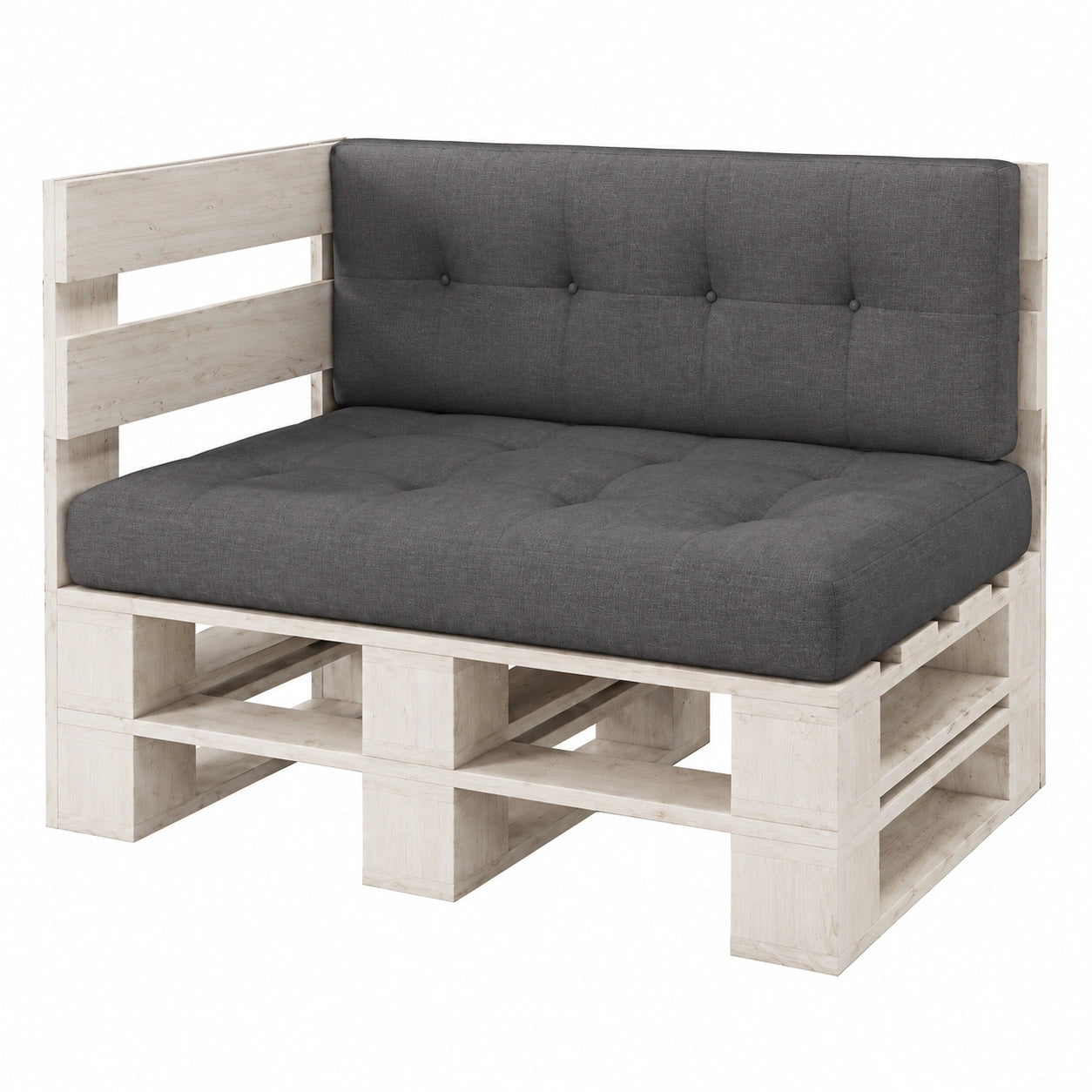 Ecksofa aus weißen Paletten 120x80x40cm - Indoor und Outdoor Gartenlounge