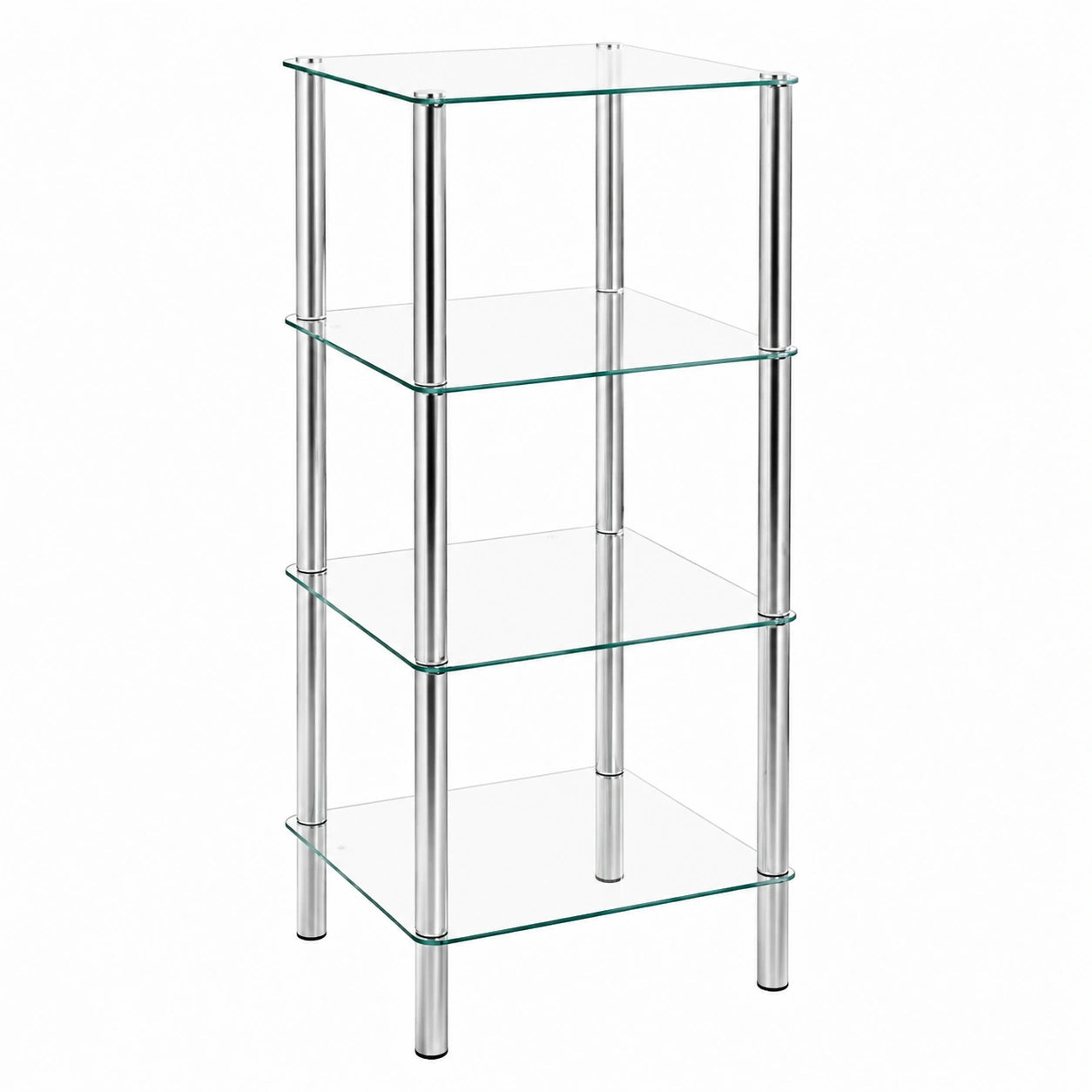 Modernes Regal aus Chrom und Sicherheitsglas, 39 x 107 x 39 cm