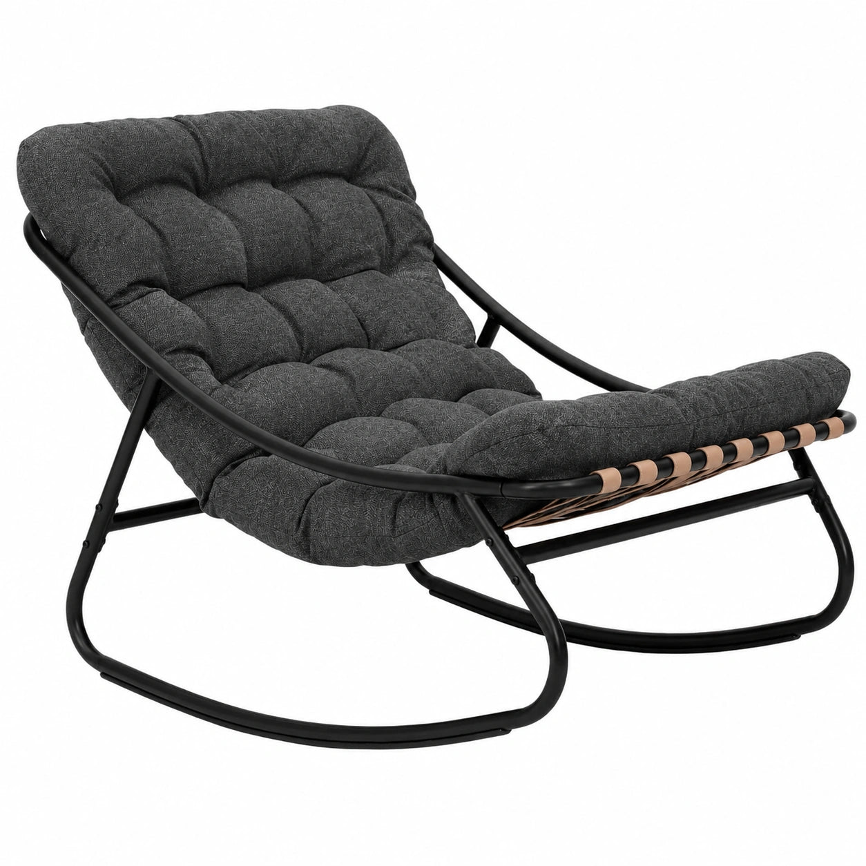 Moderner Garten-Schaukelstuhl mit Kissen, Grau, Stahl und Polyester - Entspannen in Veranda und Garten