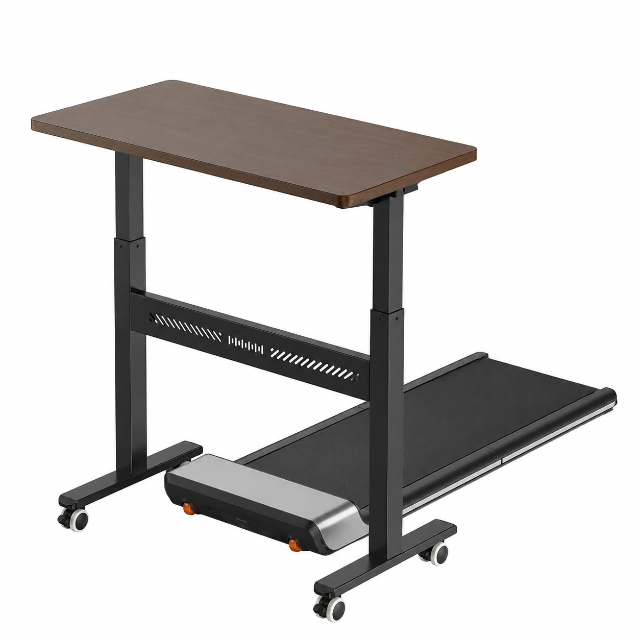 Höhenverstellbarer Mobiler Schreibtisch mit Rollen, 80x40 cm Pneumatisch, für Home Office, Black Walnut