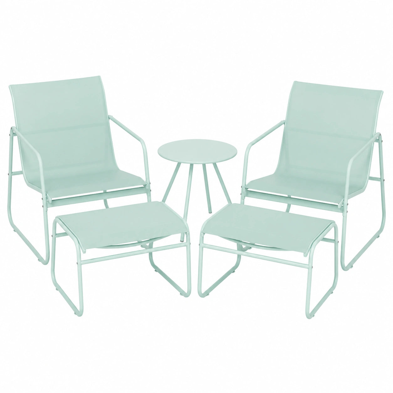 Pamapic 5-teiliges Gartenmöbel-Set, Bistrotisch mit Stühlen und Hockern, Atmungsaktiv, Grün