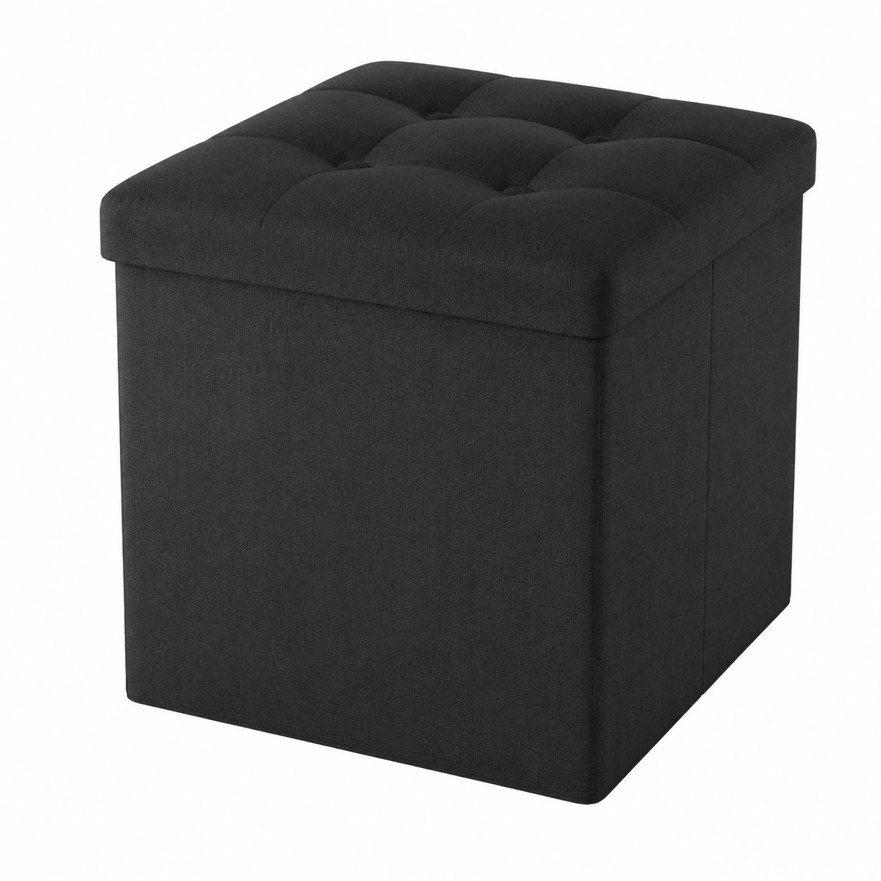 Stauraum-Sitzhocker, faltbare Ottomane, 30x30x30 cm, schwarz, für Wohnzimmer und Schlafzimmer
