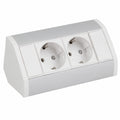 Ecksteckdose aus Aluminium für Küche und Bad, 2-fach, 15 cm Kabel, Weiß