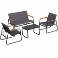COSTWAY Balkon-Lounge-Set, 4-teilige Gartenmöbel mit Tisch und Kissen, Terrassenmöbel für kleine Balkone