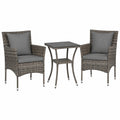 COSTWAY Rattan Balkonmöbel Set, 2 Sessel mit Glastisch und Kissen, Gartenmöbel für 2 Personen, Ideal für kleine Balkone, Veranda und Poolbereich, Farbe: Mix Grau
