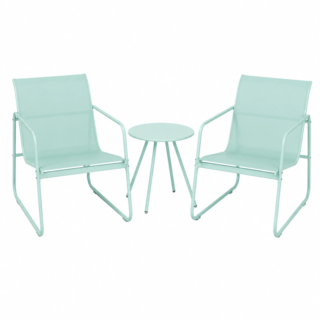 Pamapic 3-teiliges Balkonset, Bistrotisch und 2 atmungsaktive Textilene-Stühle, Ideal für Garten, Balkon und Terrasse, Grün