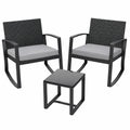Xbro Balkonmöbel Set aus Rattan, 3-teiliges Gartenmöbel-Set mit Tisch und 2 Stühlen, ideal für Terrasse, Veranda und Garten, Farbe: Grau