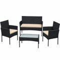 SONGMICS Gartenmöbelset aus PE-Rattan, Balkon- und Terrassenmöbel, robust und wetterfest, Outdoor Lounge in Schwarz-Taupe