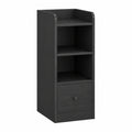 Schmaler Nachttisch mit Ladefunktion, USB & Typ-C Ports, 3-stufige Ablage, Schublade, Schwarz für Schlaf- und Wohnzimmer