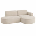 Ecksofa in L-Form mit Ottomane, Beiges Cord-Sofa für Wohnzimmer, 3-Sitzer Relaxcouch, Stilvolles Polstersofa Rechts