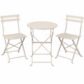 3-teiliges Gartenmöbel-Set aus Stahl, klappbar, wetterfest, für Balkon und Terrasse, cappuccinobeige