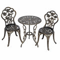 Bistro-Gartenmöbel-Set mit Rosenmuster, 1 Tisch und 2 Stühle, Antik-Rose