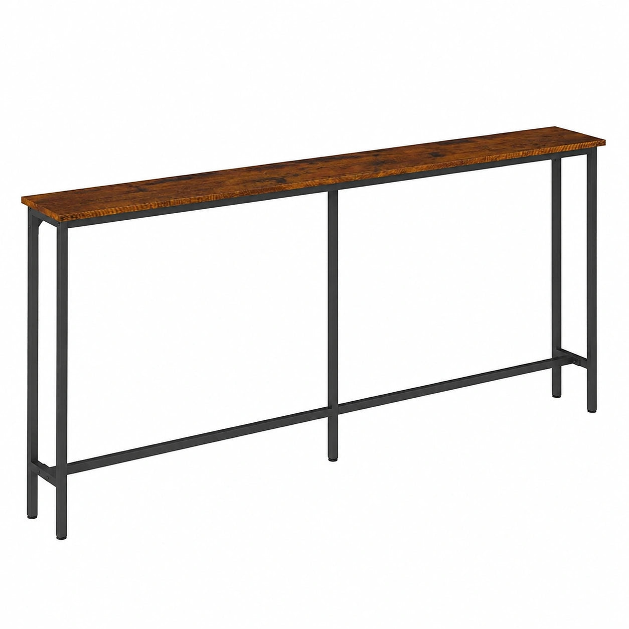 Schmaler Konsolentisch mit Steckdose, 180 cm - Braun & Schwarz für Flur und Wohnzimmer