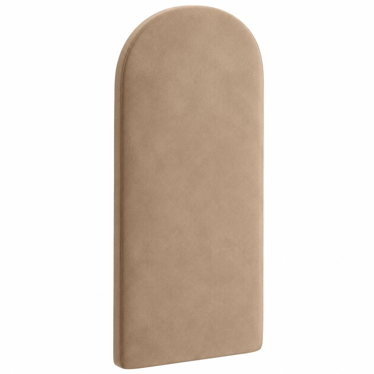 Luxuriöses ovales Wandpolster für Schlafzimmer, modernes gepolstertes Kopfteil in Beige, 30 x 100 cm