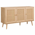 Skandinavisches Sideboard mit Rattan – 120 x 39 x 70 cm – 3 Türen, 2 Ebenen